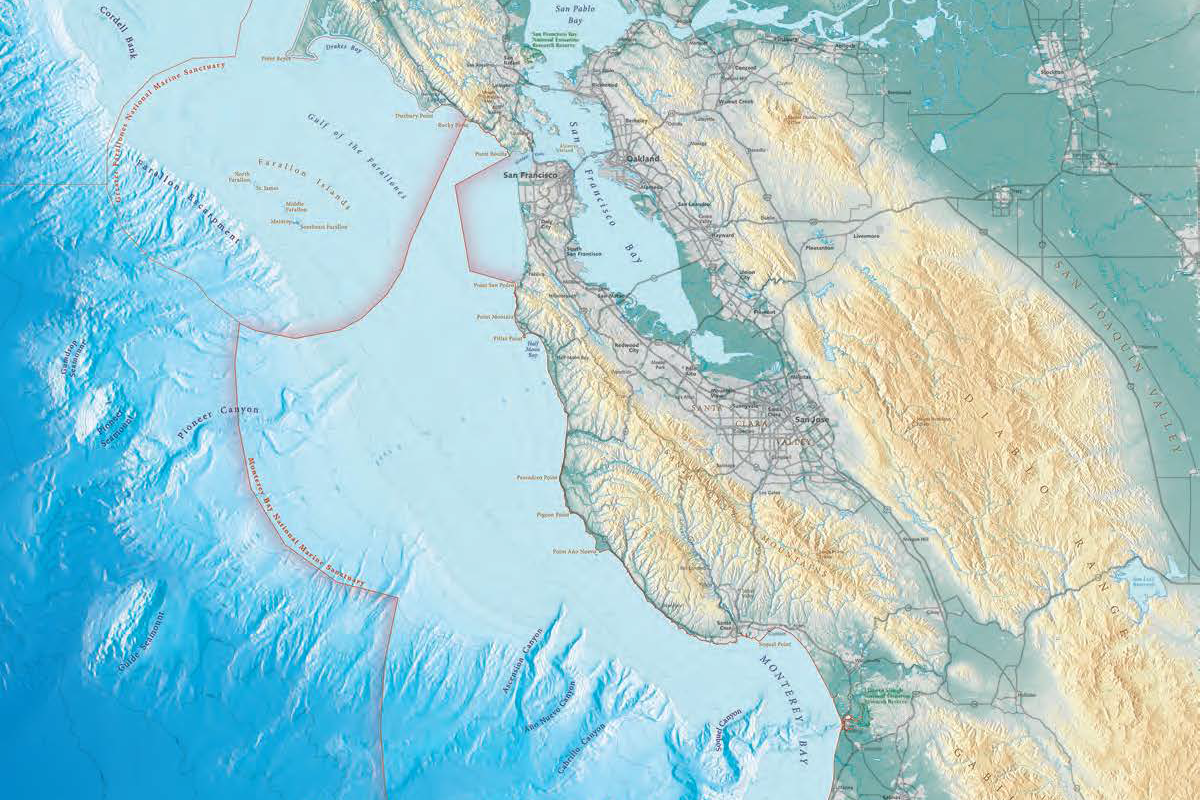 Monterey Bay National Marine Sanctuary Monterey Bay Aquarium   Monterey Sanctuary Map 